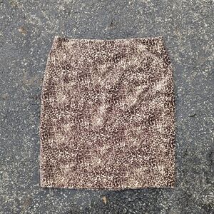 Talbots Cheetah Leopard Print Velvet Pencil Skirt, Size 10